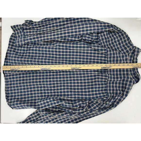 Mens Woolrich Shirt Size Unknown Blue Plaid Long Sleeve Button Up - Picture 10 of 11